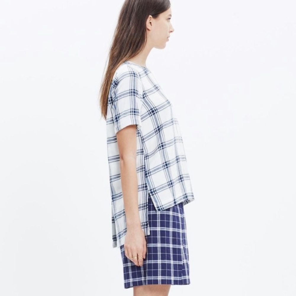 Madewell windowpane button back top